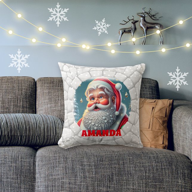 3D Santa Claus Weihnachten Personalisierter Name F Kissen (Von Creator hochgeladen)