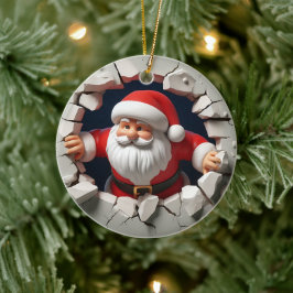 3d Santa Clause Keramik Ornament