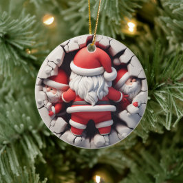 3d Santa Clause Keramik Ornament