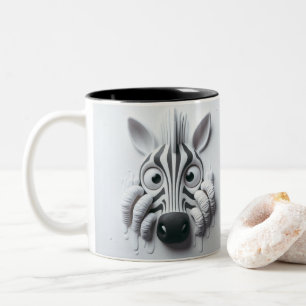 3D-Scared Zebra Funny Animals Zweifarbige Tasse