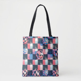 3D-Schachbrettgitter mit geschwungenen Scherenmust Tasche