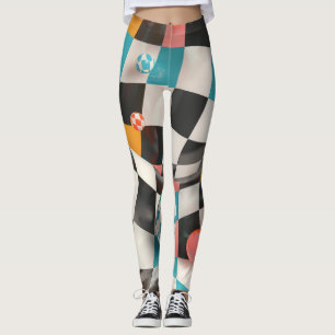 3D-Schachbrettgitter mit schwimmenden Scherben (2) Leggings