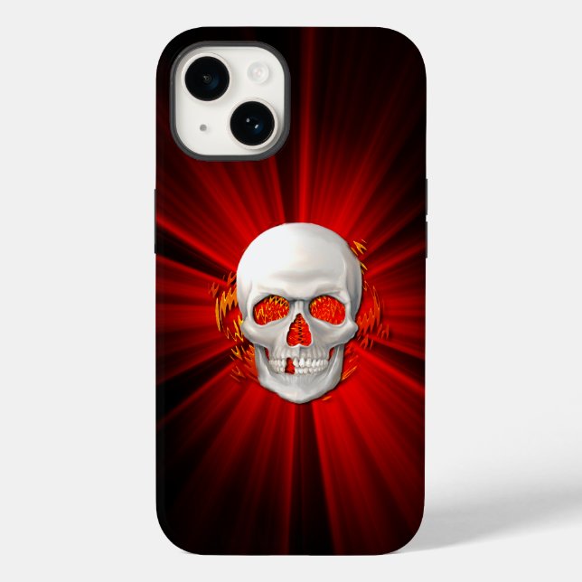 3D-Schädel in glühendem Feuer Case-Mate iPhone 14 Hülle (Rückseite)