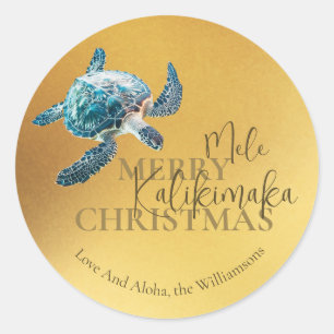 3D-Schildkröte Mele Kalikimaka Benutzerdefiniert Runder Aufkleber
