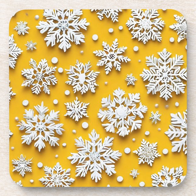 3D-Schneeflocken Getränkeuntersetzer (Vorderseite)