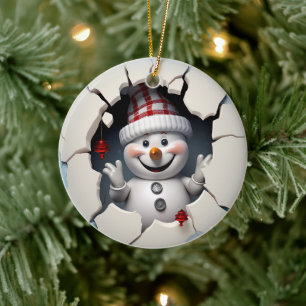 3D-Schneemann Keramik Ornament