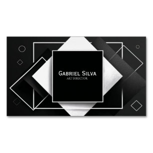 3D Schwarz Weiß Minimalistisches Geometrisches Ges Magnetische Visitenkarte