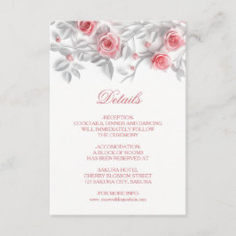 3D Sculptured Pink Roses White Begleitkarte