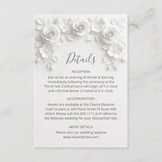 3D Sculptured Roses Minimalist White Begleitkarte