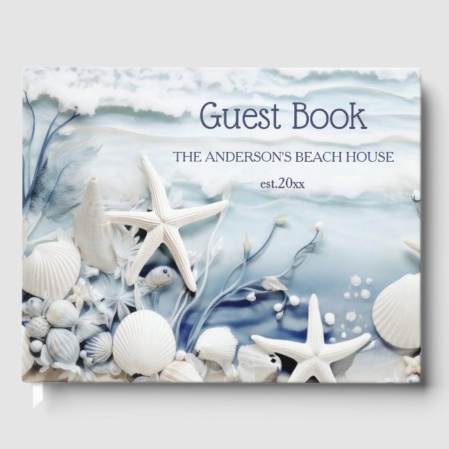 3D Sea Star und Muscheln Lake House Gästebuch (Vorderseite)