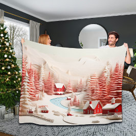 3D Skandinavische Winterlandschaft Fleecedecke