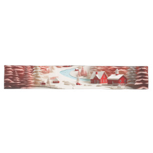 3D Skandinavische Winterlandschaft Großer Tischläufer
