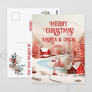 3D Skandinavische Winterlandschaft Postkarte