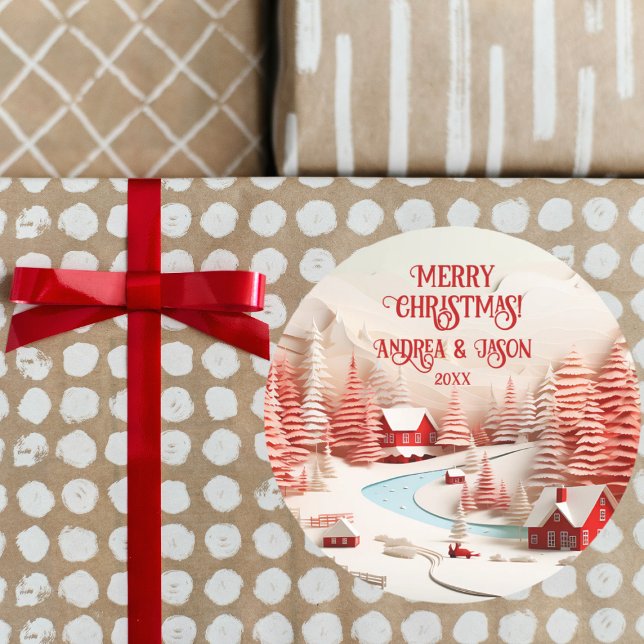 3D Skandinavische Winterlandschaft Runder Aufkleber (Von Creator hochgeladen)