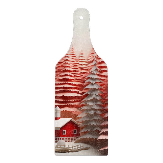 3D Skandinavische Winterlandschaft Schneidebrett (Vorderseite)