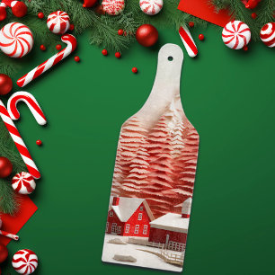 3D Skandinavische Winterlandschaft Schneidebrett