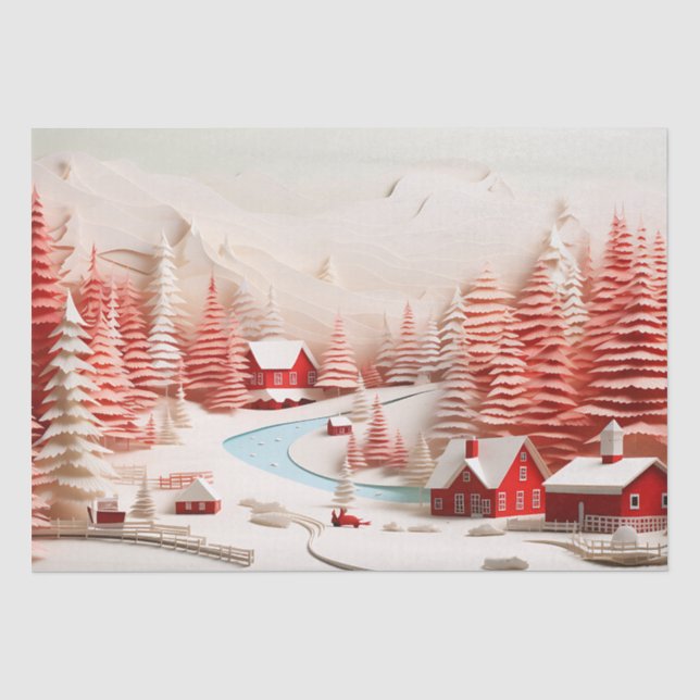 3D Skandinavische Winterlandschaft Seidenpapier (Vorderseite)