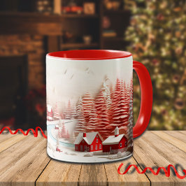3D Skandinavische Winterlandschaft Tasse