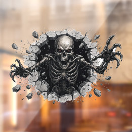 3D-Skelett durchbricht Halloween-Wand Fensteraufkleber