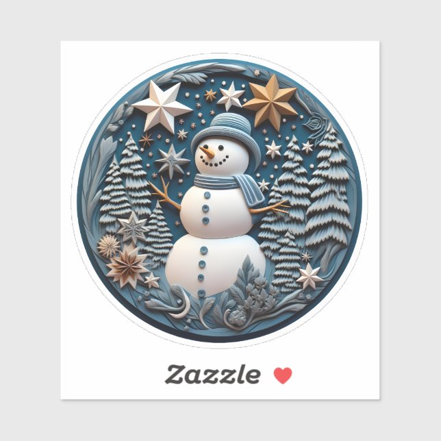3D Snowman Chirstmas  Aufkleber (Blatt)