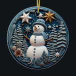 3D Snowman Chirstmas  Keramik Ornament<br><div class="desc">3D Cute Chirstmas Ornament</div>