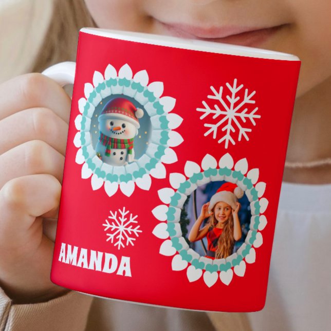 3D Snowman Christmas Personalisiert Kids Foto Kaffeetasse (Von Creator hochgeladen)