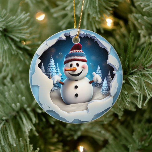 3d Snowman Keramik Ornament (Baum)
