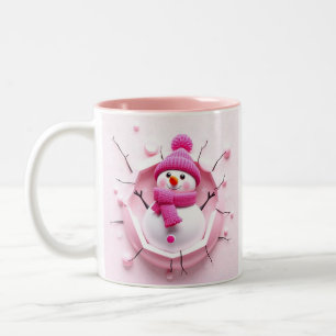 3D-Snowman-Tasse, 3D-Design-Wrapper-Tasse Zweifarbige Tasse