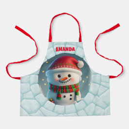 3D Snowman Weihnachten Personalisierte Kinder Schürze