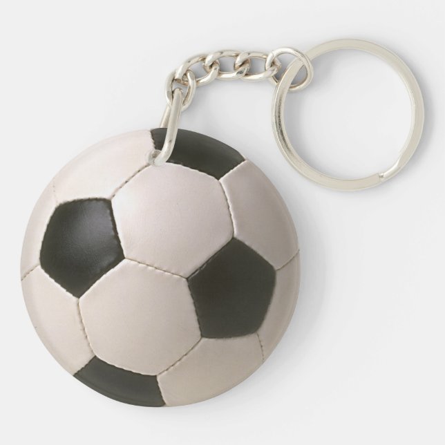 3D Soccerball Schwarz-weißer Fußball Schlüsselanhänger (Rückseite)