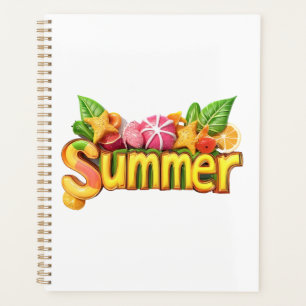 3d Sommertext - Farbiger Sommertext mit Früchten Planer