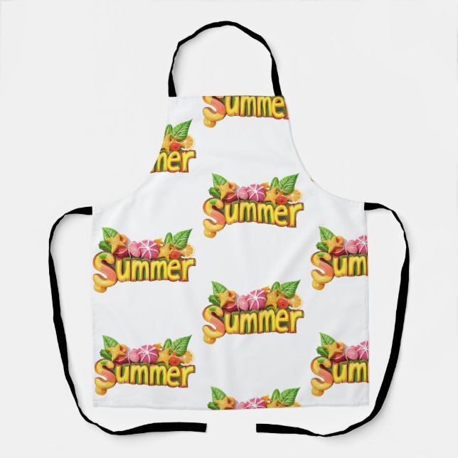 3d Sommertext - Farbiger Sommertext mit Früchten Schürze (Vorderseite)