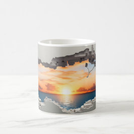 3D Sonnenaufgang über der Tasse des Ozeans