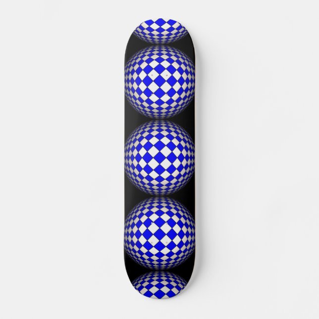 3D Sphere Crazy Black and Blue Skateboard (Vorderseite)