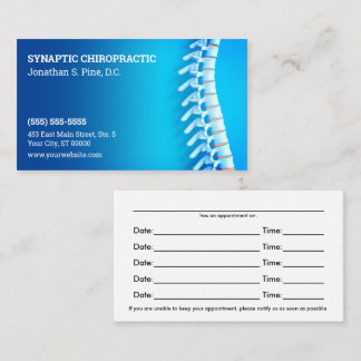 3D Spine Blue Chiropracic Terminkarte