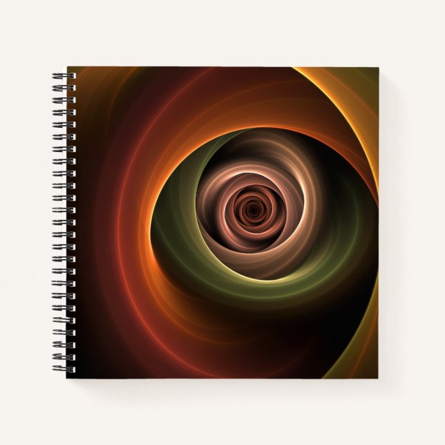 3D Spiral Abstract Warm Colors Modern Fractal Art Notizbuch (Vorderseite)