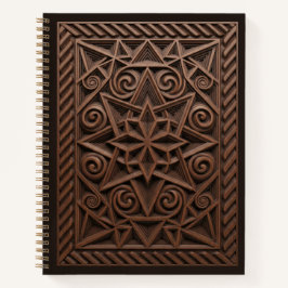 3D Spiral Star Mandala Wood Carved Journal Notizbuch