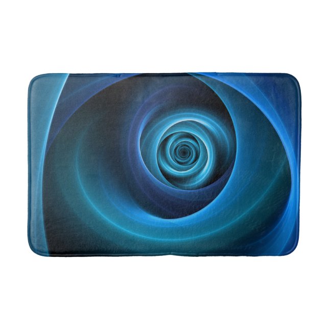 3D Spiralblau Farben Modernes Abstraktes Fraktal K Badematte (Vorderseite)