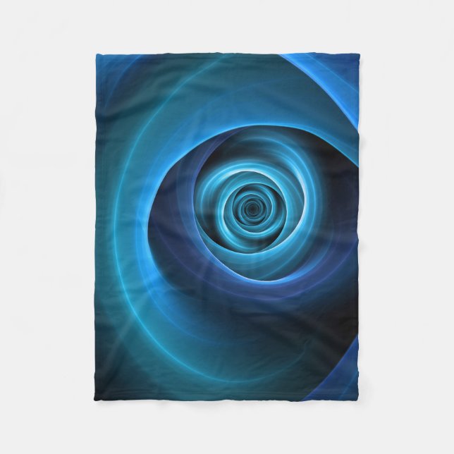 3D Spiralblau Farben Modernes Abstraktes Fraktal K Fleecedecke (Vorderseite)