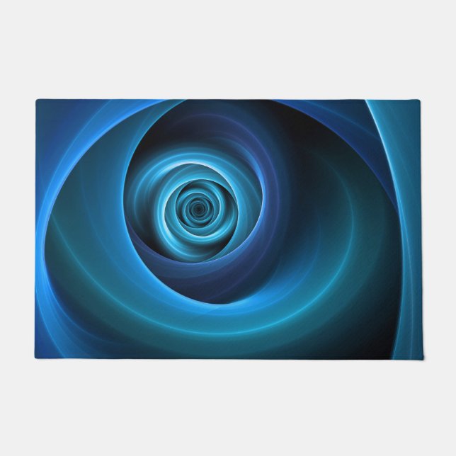3D Spiralblau Farben Modernes Abstraktes Fraktal K Fußmatte (Vorderseite)