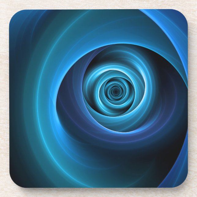 3D Spiralblau Farben Modernes Abstraktes Fraktal K Getränkeuntersetzer (Vorderseite)