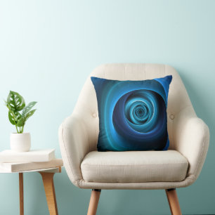 3D Spiralblau Farben Modernes Abstraktes Fraktal K Kissen