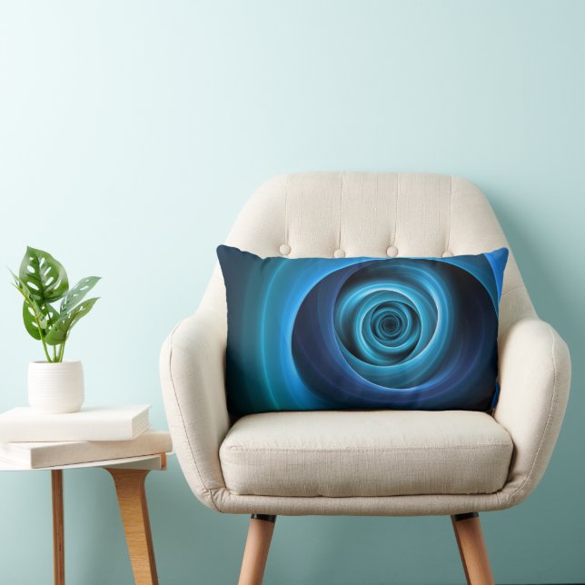 3D Spiralblau Farben Modernes Abstraktes Fraktal K Lendenkissen (Stuhl )