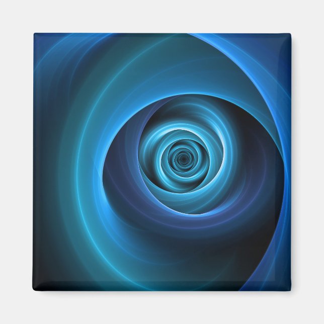 3D Spiralblau Farben Modernes Abstraktes Fraktal K Magnet (Vorne)
