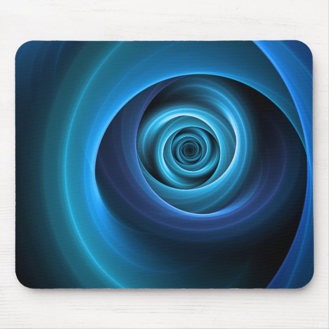 3D Spiralblau Farben Modernes Abstraktes Fraktal K Mousepad (Vorne)