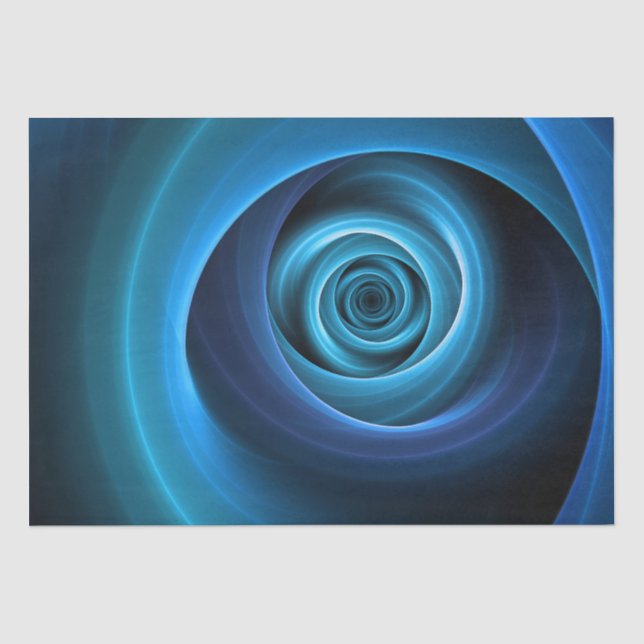 3D Spiralblau Farben Modernes Abstraktes Fraktal K Seidenpapier (Vorderseite)