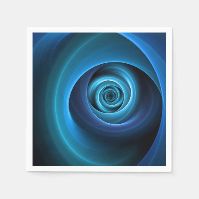 3D Spiralblau Farben Modernes Abstraktes Fraktal K Serviette (Vorderseite)