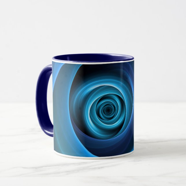 3D Spiralblau Farben Modernes Abstraktes Fraktal K Tasse (Vorderseite Links)