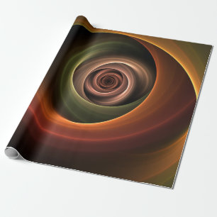 3D Spirale Abstrakt Warme Farben Modernes Fraktal Geschenkpapier