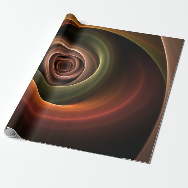 3D Spirale Abstrakt Warme Farben Modernes Fraktal  Geschenkpapier (Ungerollt)